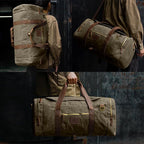 50L Duffle Bag for Men, Nomad Waxed Canvas Travel Duffel Bag Vintage Genuine - Image 2