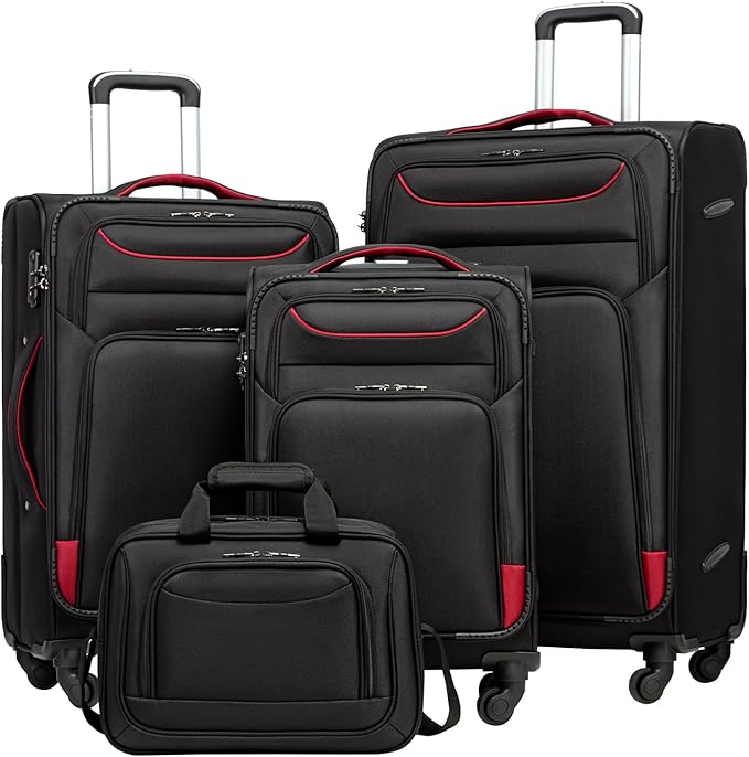 Coolife Luggage 4 Piece Set Suitcase TSA Lock Spinner Softshell lightweight by COOLIFE