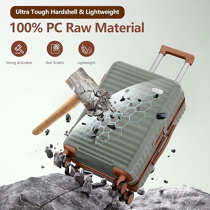 SHOWKOO Luggage Sets 3 Piece Hardside Expandable Suitcase - Image 3