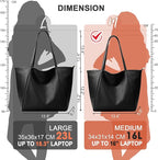 KALIDI Large Tote Bag Vegan Leather Casual Zipper Work Bag Weekender Hobo - Image 4