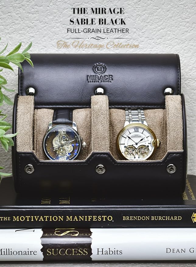 2 Watch Roll Travel Case – Leather Watch Holder Case - Image 2