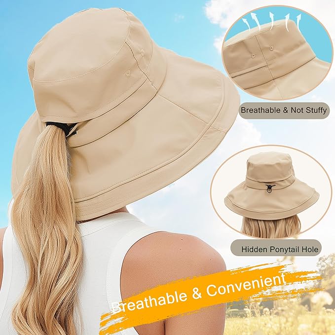 Sun Hats for Women Men UV Protection Wide Brim Bucket Hat - Image 7