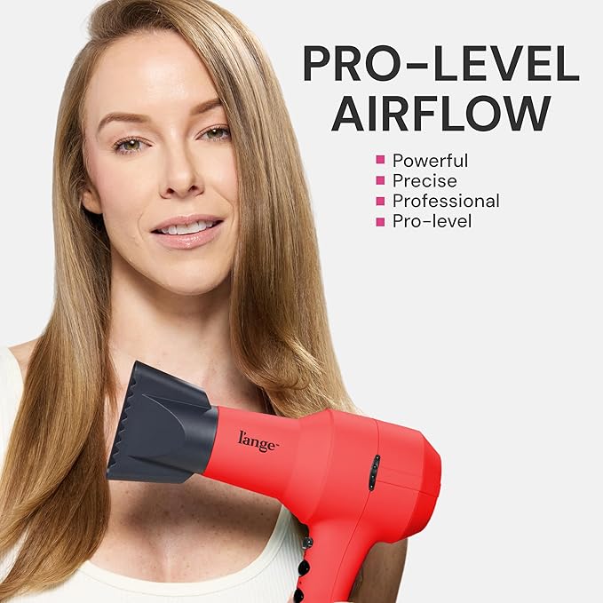 L'ANGE HAIR PowerStyle Turbo Ionic Hair Dryer | 1875 Watt Professional Blow Dryer with Diffuser & Concentrator | Multiple Heat & Speed Settings for Fast Drying | Salon-Grade Styling Tools, Red