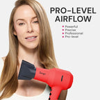 L'ANGE HAIR PowerStyle Turbo Ionic Hair Dryer | 1875 Watt Professional Blow Dryer with Diffuser & Concentrator | Multiple Heat & Speed Settings for Fast Drying | Salon-Grade Styling Tools, Red