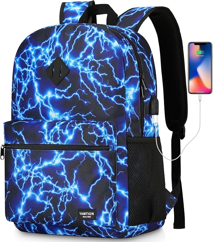17.3 Inch School Backpack, Lightweight Bookbag Men and Teen Boy Back Pack by YAMTIONBAGS