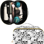 Makeup Organizer Bag, Skull and Flower Travel Makeup Bags Makeup Vanity Case Large Capacity Rhombus Cosmetic Toiletry Bag for Girl Women Ladies