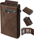 Wallet for Men, with Cash Pocket 2 ID Window 9-13 Cards, Metal Case Smart Slim by Miyozi