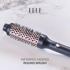 Elle - Infrared Heated Round Brush, Gentle Heat Effortless Volume and Shine (Black)