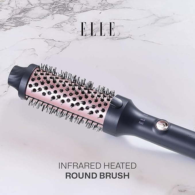 Elle - Infrared Heated Round Brush, Gentle Heat Effortless Volume and Shine (Black)