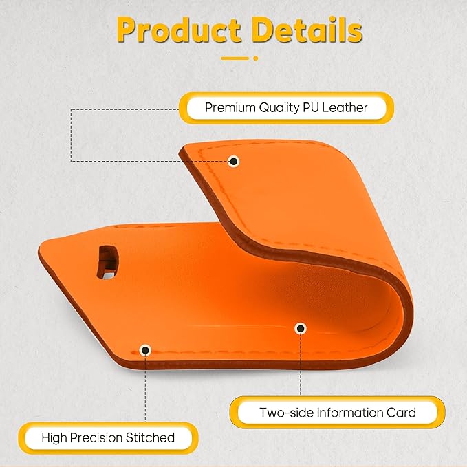 8 Pack Leather Luggage Travel Bag Tags by Travelambo - Image 4