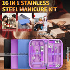 Manicure Set 16 In 1 Professional Stainless Steel Pedicure Kit Toenail Clippers - Image 6