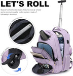 Boavan Rolling Backpack for Women, 17.3 Inch Wheeled Laptop Backpack, Large - Image 7