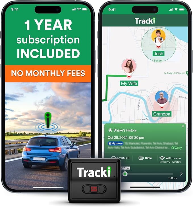 Tracki GPS Tracker for Vehicles, Kids. Subscription Needed. US-Made Tech. 4G by Tracki