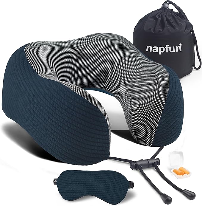 napfun Neck Pillow for Traveling, Upgraded Travel Neck Pillow for Airplane 100% by NAPFUN