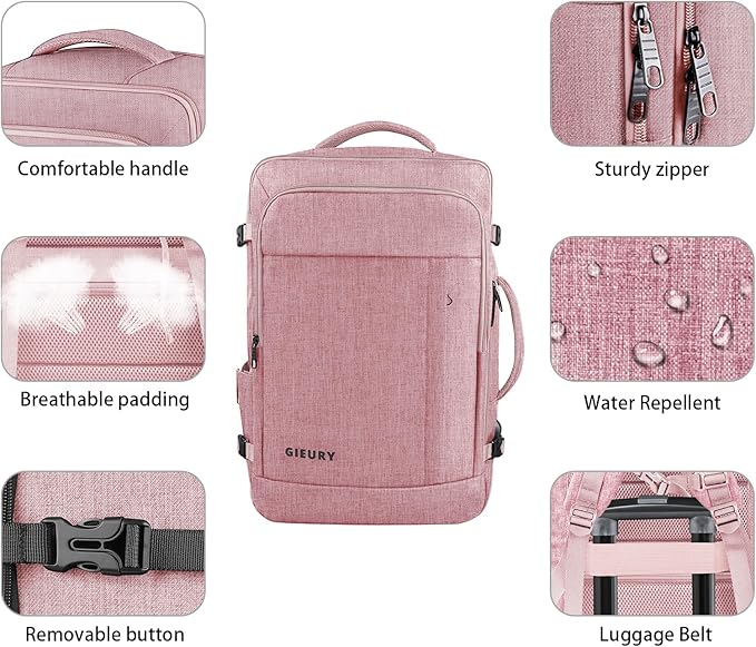 Carry On Backpack for Women, 50L Travel Backpack Flight Approved, Expandable - Image 3