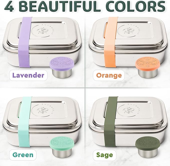 Everusely - Bento Box - Green, 37oz / 1.1 L - Stainless Steel Lunch Box - 3 - Image 8