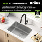 KRAUS Dex 25-inch Undermount 16 Gauge Stainless Steel Single Bowl Kitchen Sink - Image 3