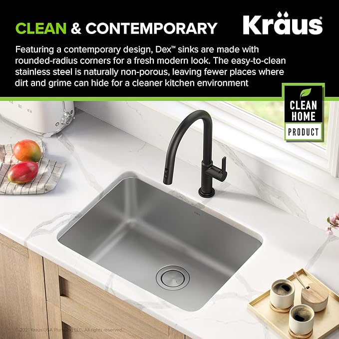 KRAUS Dex 25-inch Undermount 16 Gauge Stainless Steel Single Bowl Kitchen Sink - Image 3