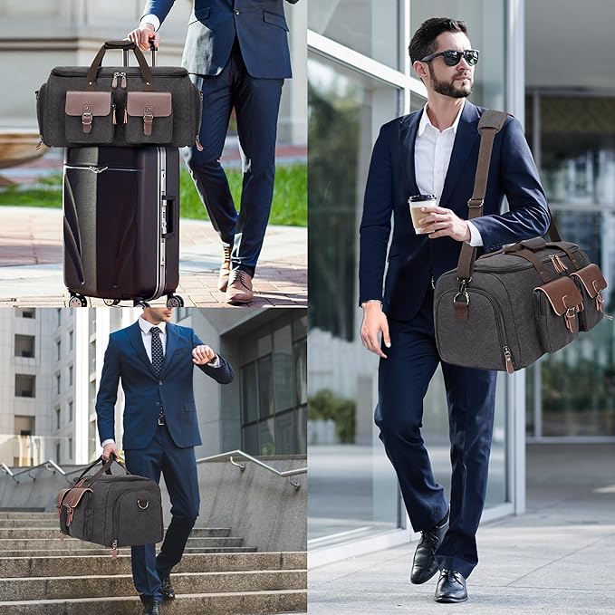 Canvas Garment Bags for Travel, Convertible Carry On Garment Duffel Bag for Men - Image 9
