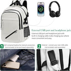 FENGDONG 17.3 inch Large Laptop Backpack Durable Waterproof Travel College - Image 5