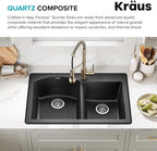 KRAUS Forteza 33-inch Drop In/Undermount 60/40 Double Bowl Granite Kitchen Sink - Image 5