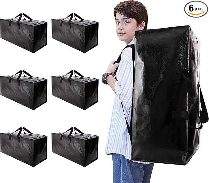 Heavy Duty Moving Bags with Backpack Straps and Strong Handles, Alternative to by NATURELUX