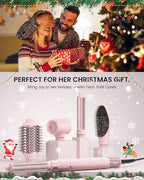 MESCOMB 5 in 1 Hot Air Styler Wrap - High-Speed Hair Dryer, Volumizing Brush with Auto Curlers, Fast Drying & Frizz-Free Styling Straightening, No Heat Damage, Includes Travel Bag, Gift for Women