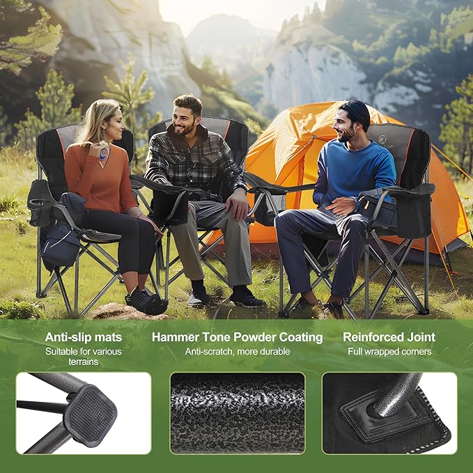 LET'S CAMP Folding Camping Chair Oversized Heavy Duty Padded Outdoor Chair - Image 5