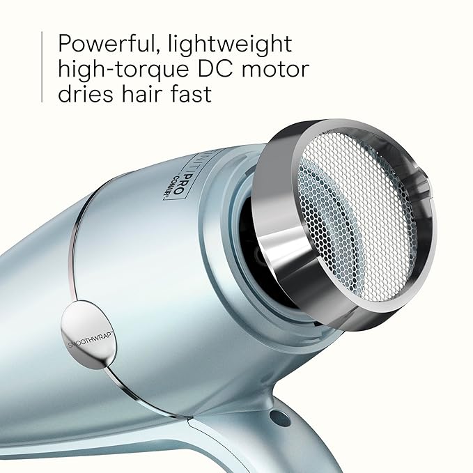 INFINITI PRO CONAIR SmoothWrap Hair Dryer, Blow Dryer with Diffuser and Concentrator Attachments, Advanced Plasma and Ceramic Technology for Less Frizz, More Volume and Body, Mint