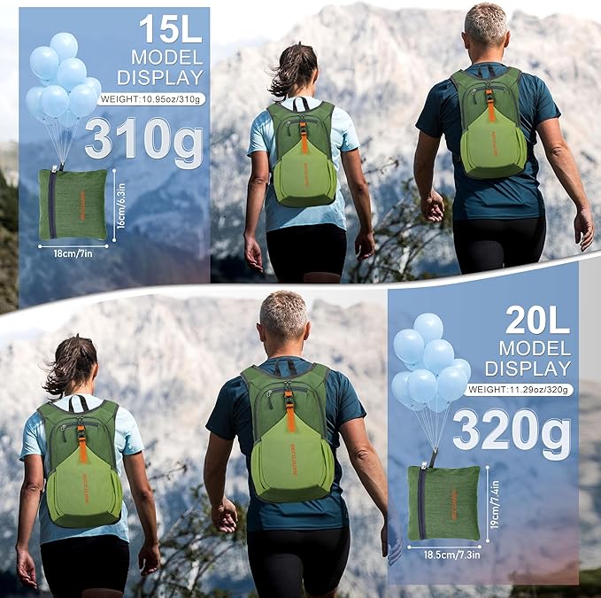 20L Small Hiking Backpack for Men Women Foldable Packable Back Pack Ultralight - Image 4