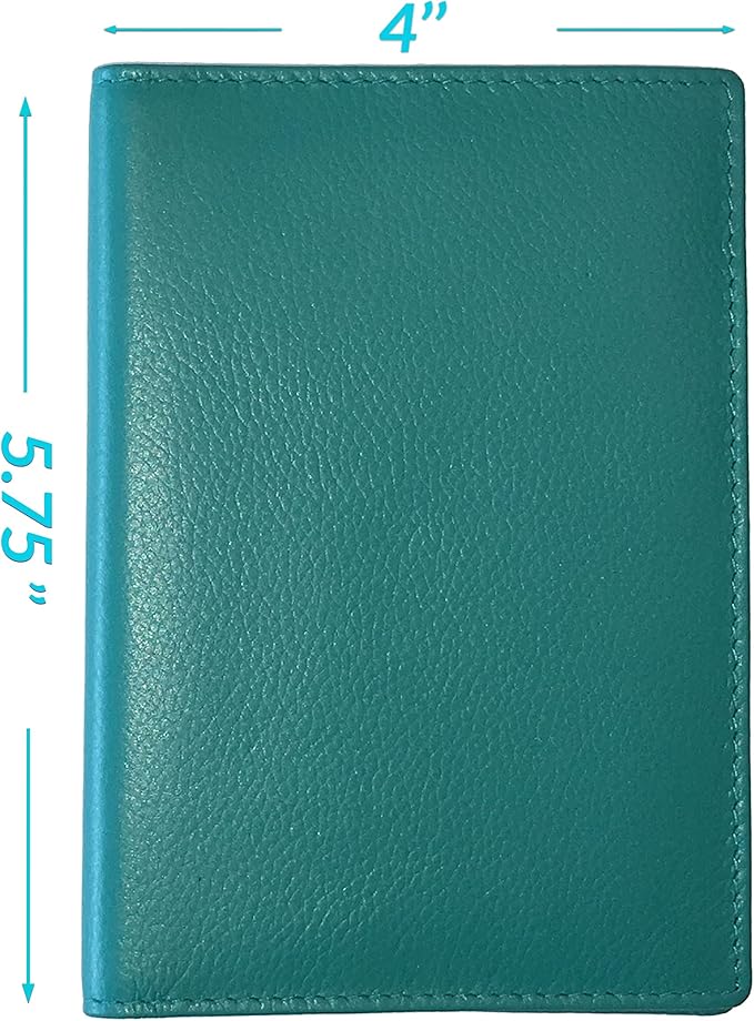 Personalized Monogrammed Teal Leather RFID Passport Wallet - Image 4