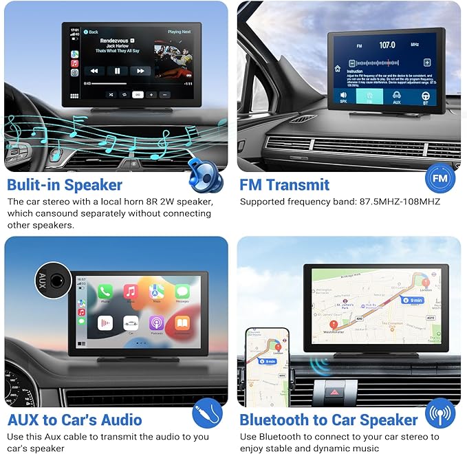 Wireless Apple Carplay Screen for Car 4K Dash Cam, - Image 4