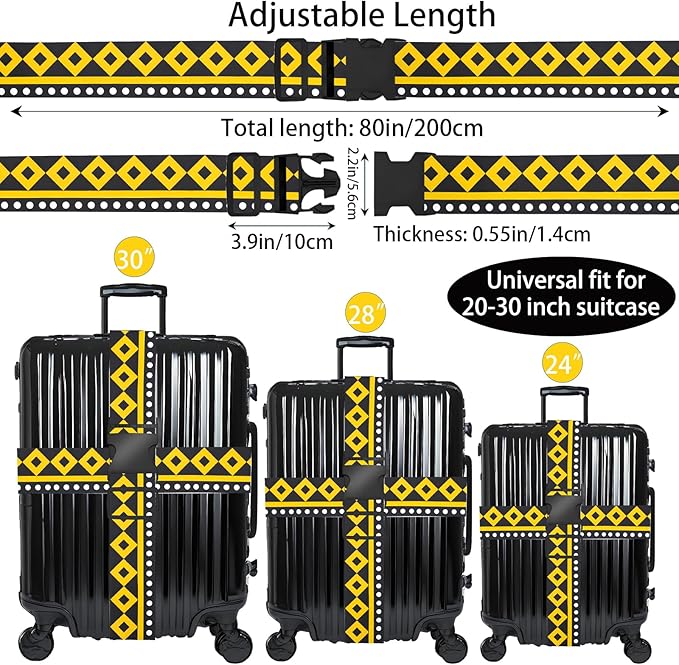 Geometric Arts Luggage Straps for Suitcases, Adjustable Luggage Travel Belt to - Image 2