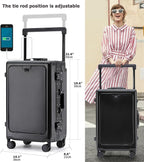 feilario 20" Aluminium Frame Hardside PC Carry on Luggage - Image 3
