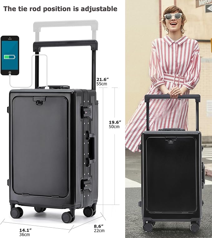 feilario 20" Aluminium Frame Hardside PC Carry on Luggage - Image 3