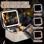 Makeup Travel Train Case with Mirror LED Light 3 Adjustable Brightness Large - Image 4