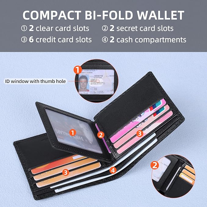 VISOUL Mens Carbon Fiber Leather Bifold Wallet - Image 2