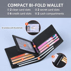 VISOUL Mens Carbon Fiber Leather Bifold Wallet - Image 2