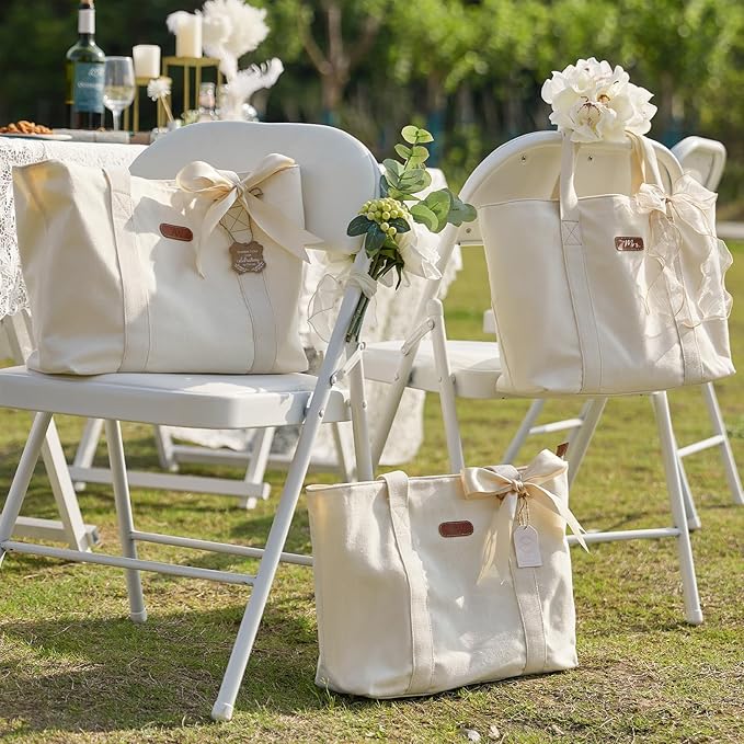 AW BRIDAL Monogram Canvas Tote Bag - Image 9