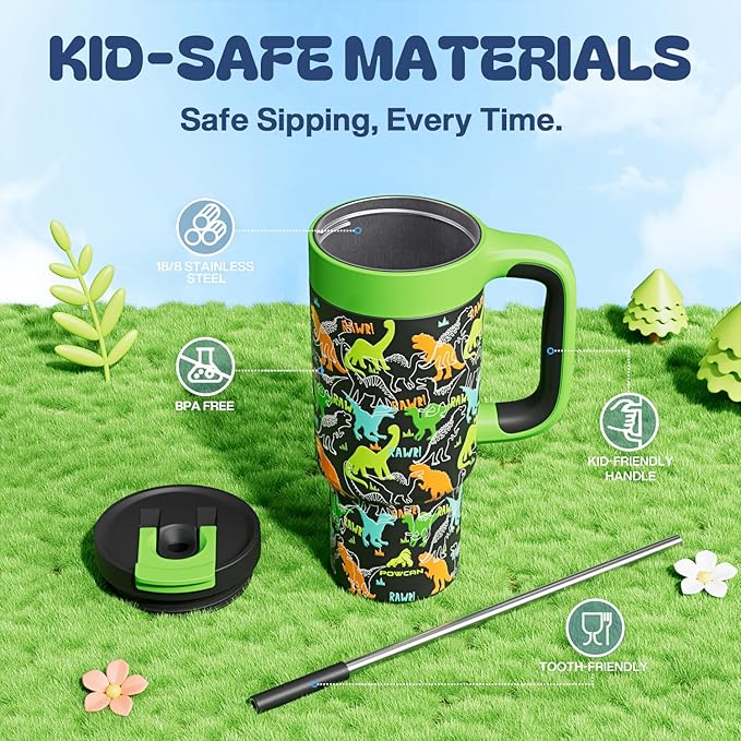 24 oz Kids Tumbler with Straw for Boys: Leakproof, Cold for 26 Hrs, Hot for 10 - Image 5