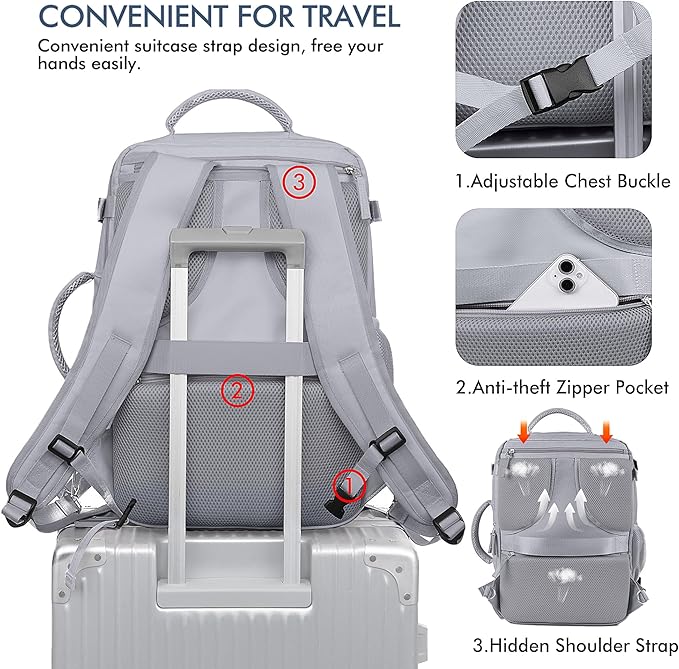 Beraliy Large Travel Backpack, Ailrline Approved Personal Item Bag, 17.3 Inch - Image 7