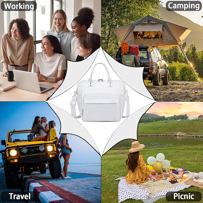 TuErCao White Lunch Bag Fits Bento Boxes, Snack and Foods, Cooler Bags - Image 7