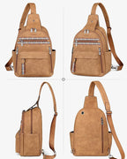 FADEON Large Sling Bag for Women, Leather Crossbody Purse Designer Anti Theft - Image 8
