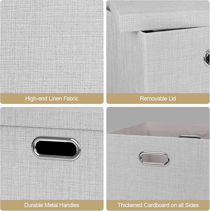 Posprica Storage Bins with Lids, 13×13×13 Foldable Storage Cube Baskets Boxes - Image 4