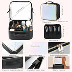 Travel Makeup Bag with LED Mirror – Waterproof Cosmetic Train Case with - Image 3