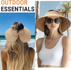 PFFY Sun Hats for Women Straw Beach Hat Packable Foldable Wide Brim Ponytail - Image 7