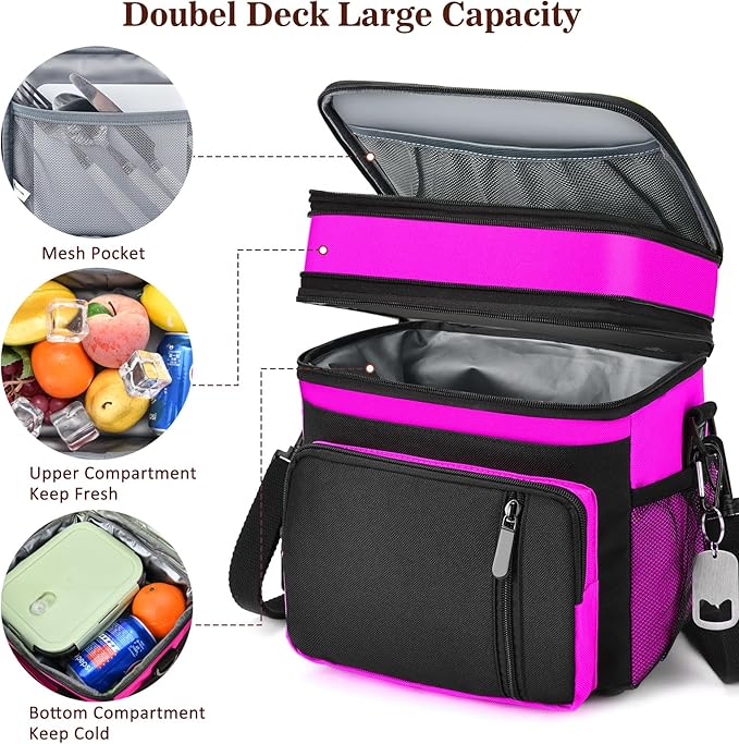 Insulated Lunch Bag Women | Large Adult Lunch Box | Double-Layer Reusable Lunch - Image 7