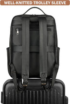 MASINTOR 15.6 inch PU Leather Laptop Backpack Purse - Image 7