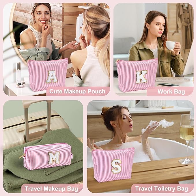 YOOLIFE Initial Makeup Bag for Girls, Travel Cosmetic Bag - Image 6