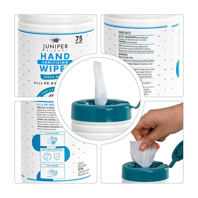 4 Pack Hand Sanitizing Wipes, Alcohol Free 300 Count Canister Disposable Hand - Image 7